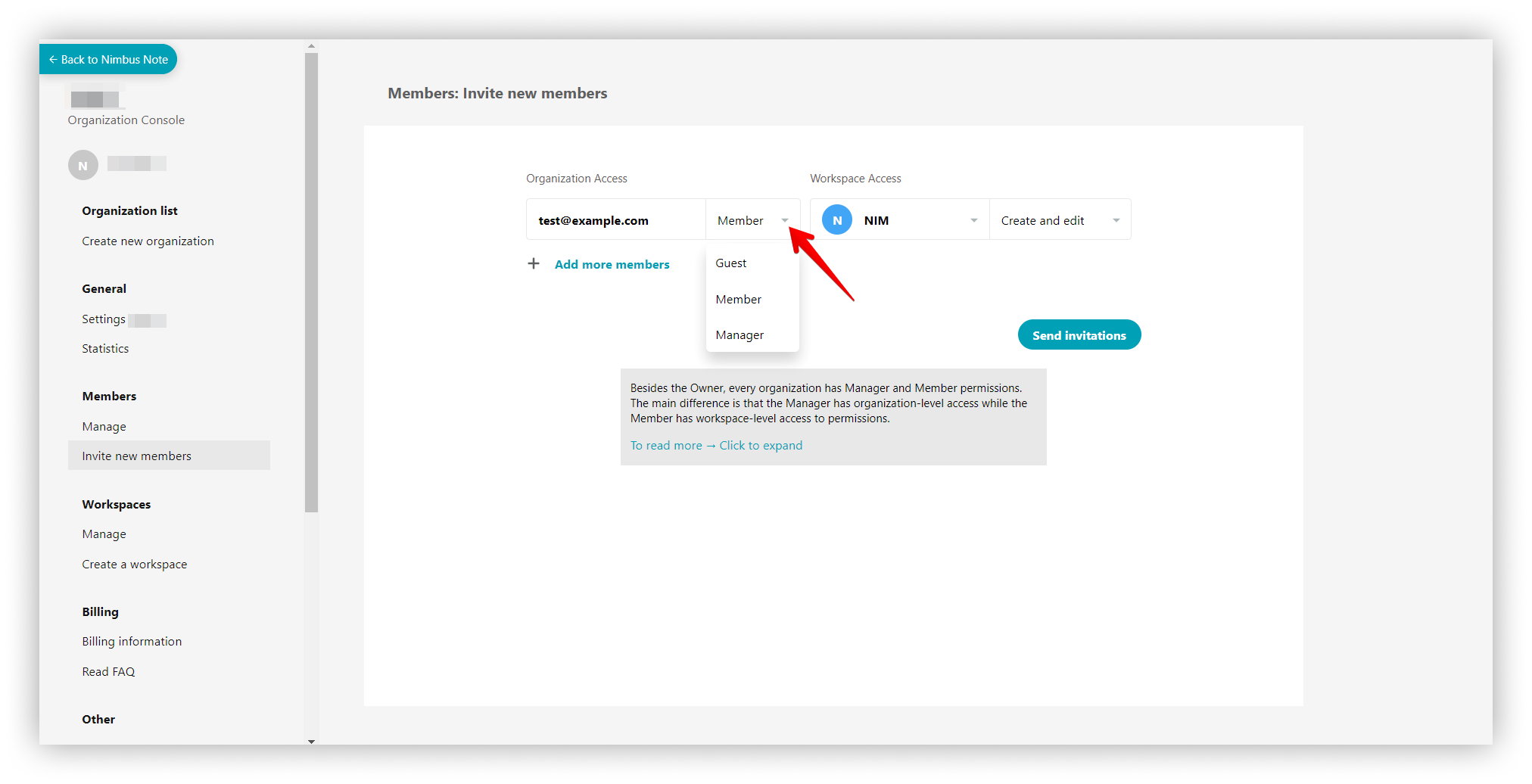 Nimbus Business/Teams accounts have a higher level of management which can be run in the Organization Console. 